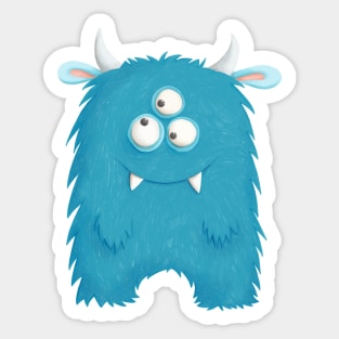 Blue Hairy Monster Sticker